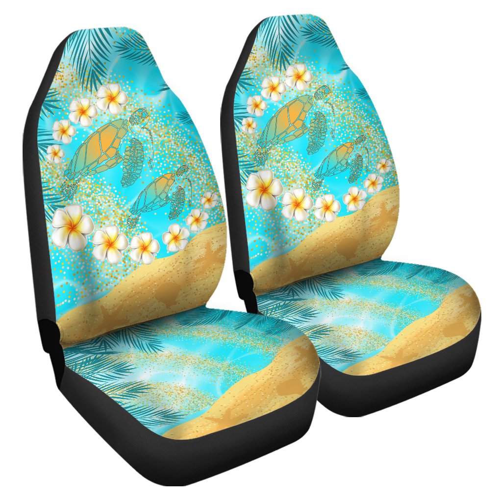 Hawaii Turtle Plumeria Summer Car Seat Cover - Sea Style - AH Universal Fit Blue - Polynesian Pride