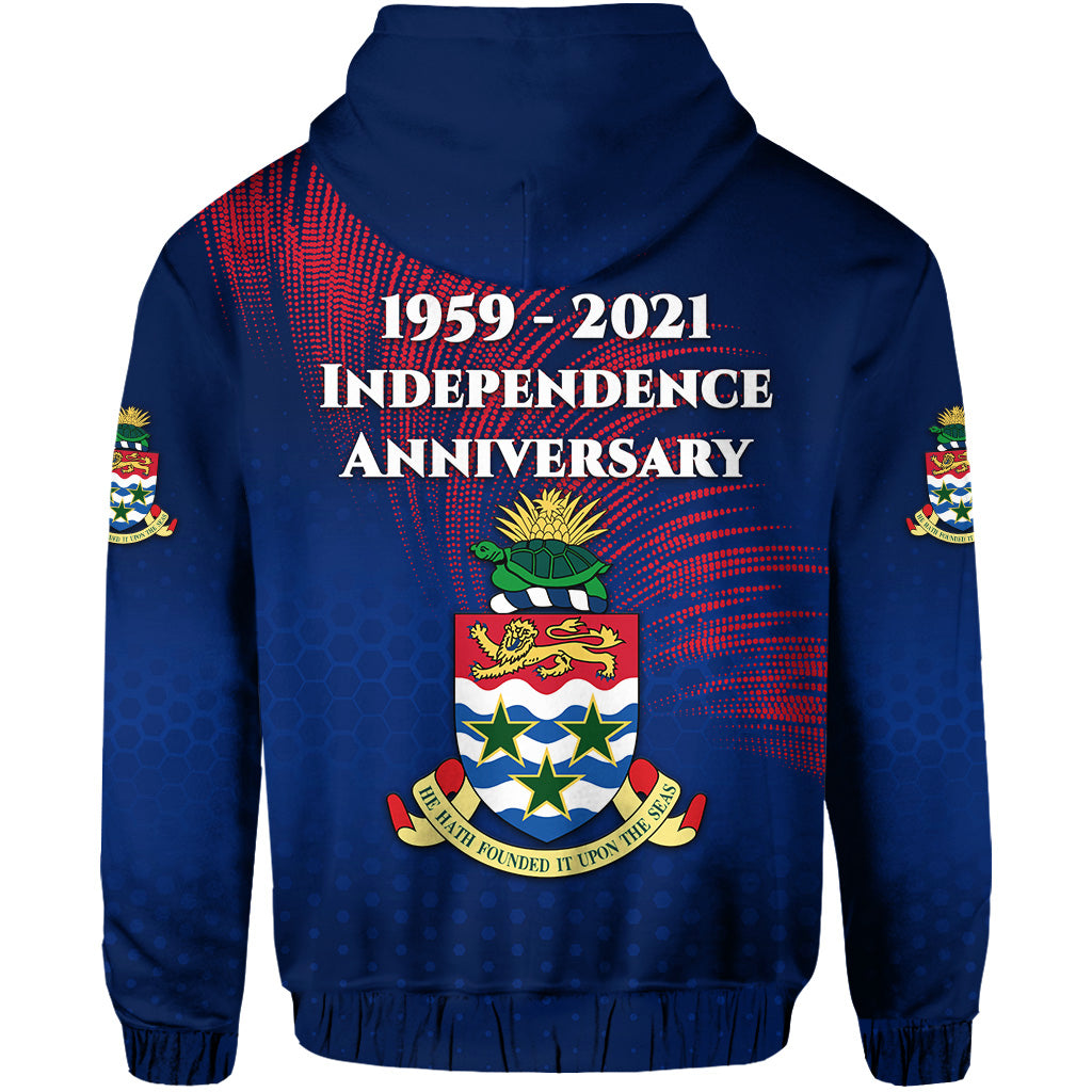 Cayman Islands Zip Hoodie Coat of Arms Independence Anniversary Simple Style Blue LT8 - Polynesian Pride
