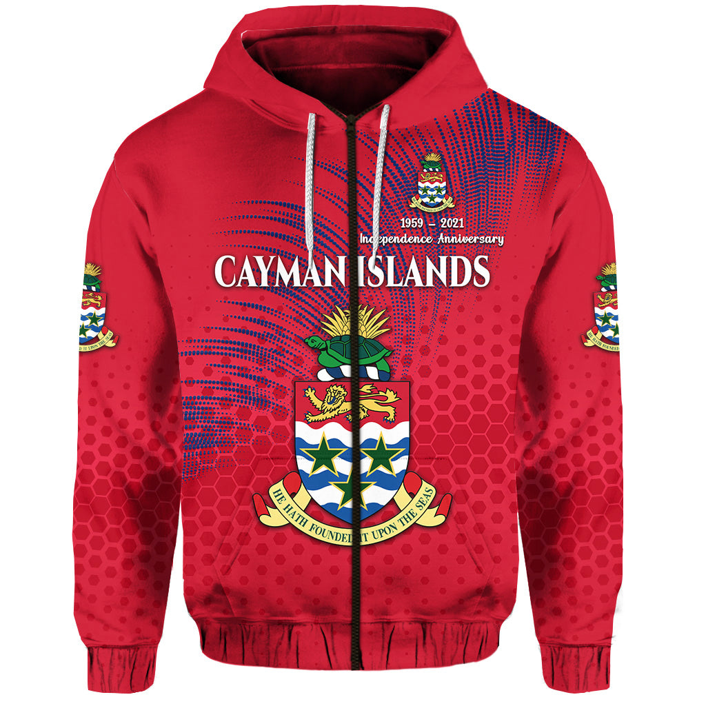 Cayman Islands Zip Hoodie Coat of Arms Independence Anniversary Simple Style Red LT8 Unisex Red - Polynesian Pride