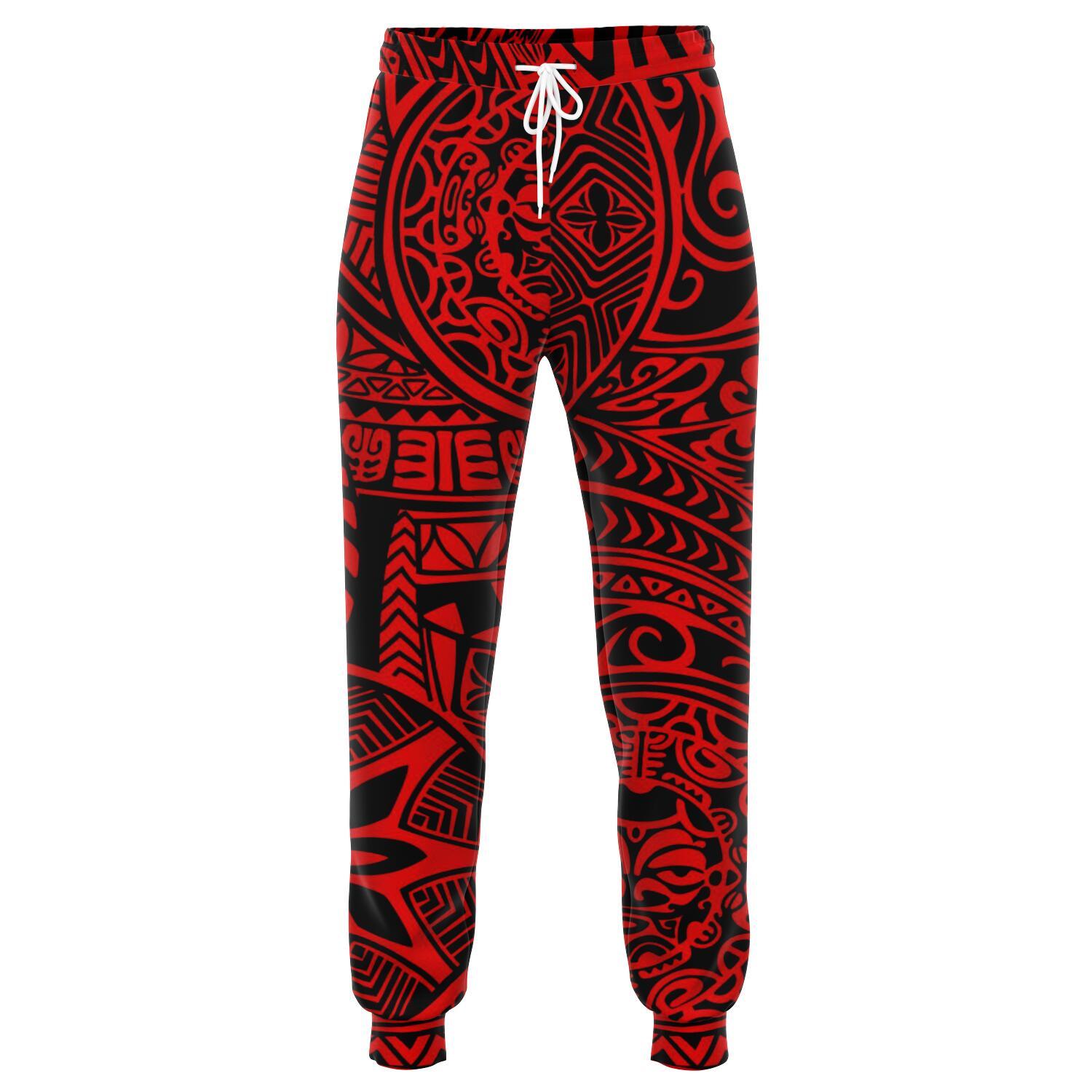 Polynesian Hawaiian Style Tribal Tattoo Red Joggers Unisex Red - Polynesian Pride