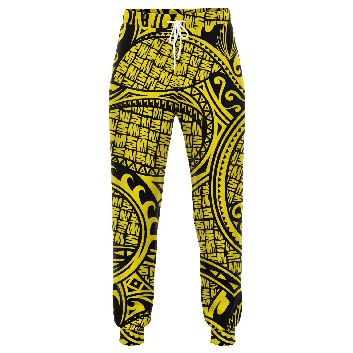 Polynesian Maori Lauhala Yellow Joggers Unisex Yellow - Polynesian Pride