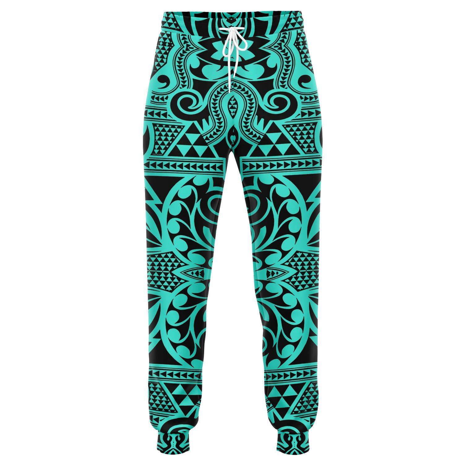 Polynesian Kakau Turtle Turquoise Joggers Unisex Turquoise - Polynesian Pride