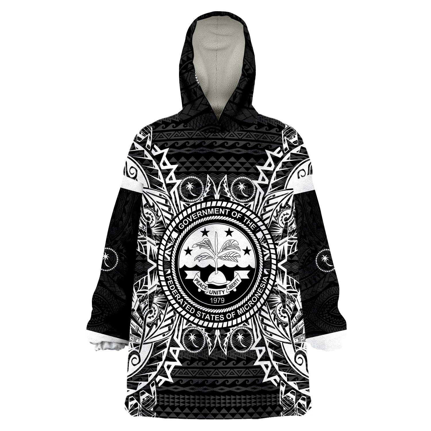 Chuuk Micronesian ll Map Black Wearable Blanket Hoodie LT9 Unisex One Size - Polynesian Pride