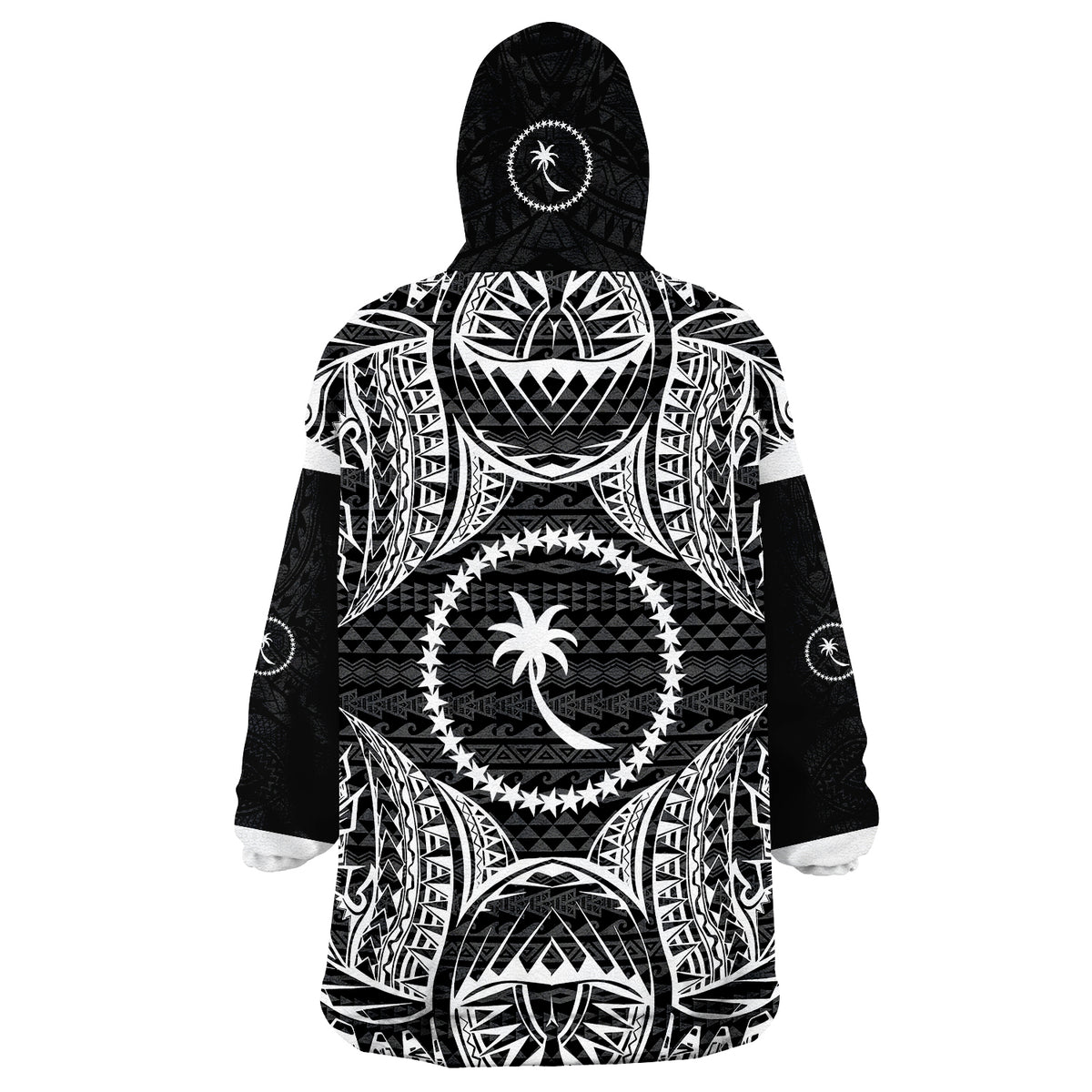 Chuuk Micronesian ll Map Black Wearable Blanket Hoodie LT9 - Polynesian Pride