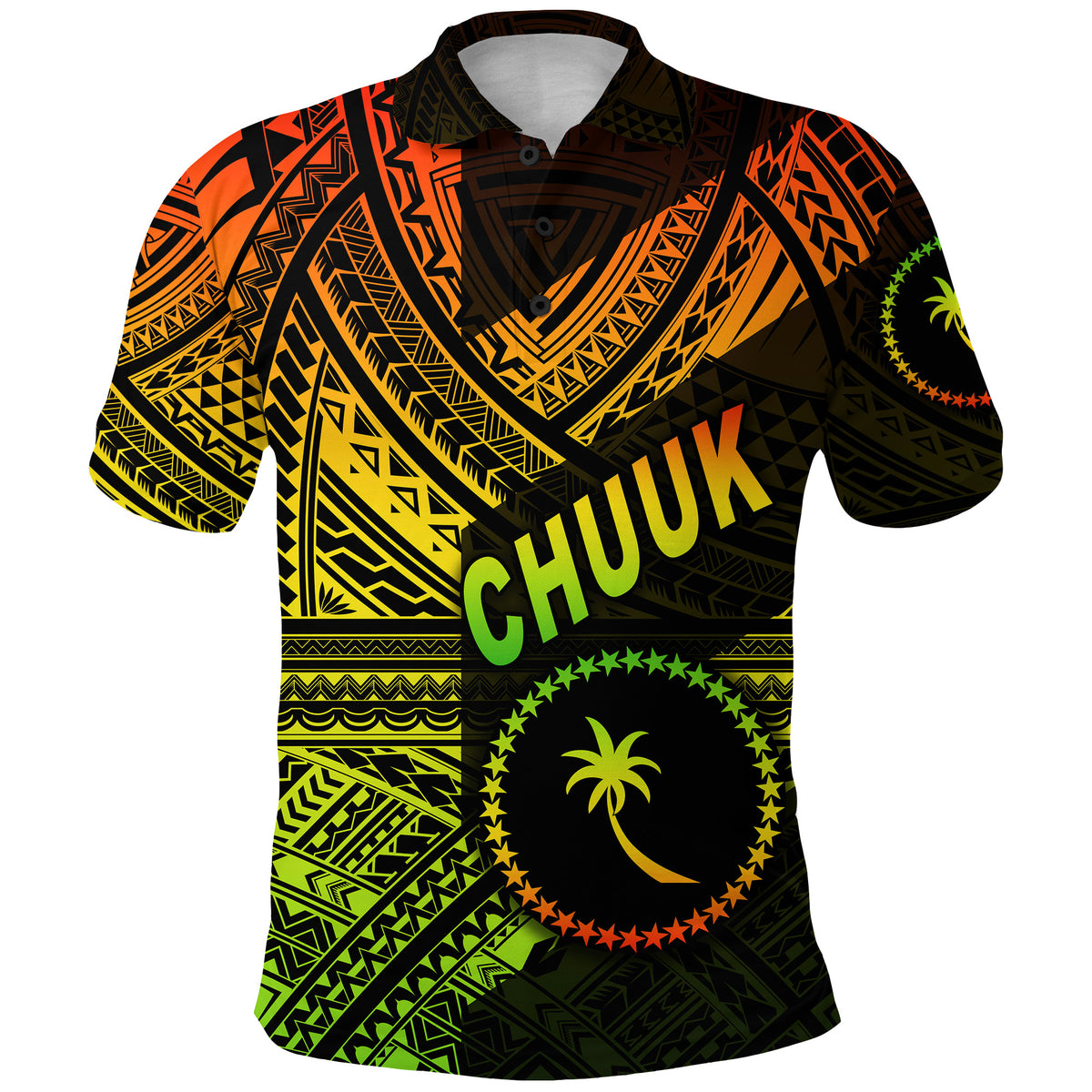 FSM Chuuk Polo Shirt Original Style Reggae LT8 - Polynesian Pride