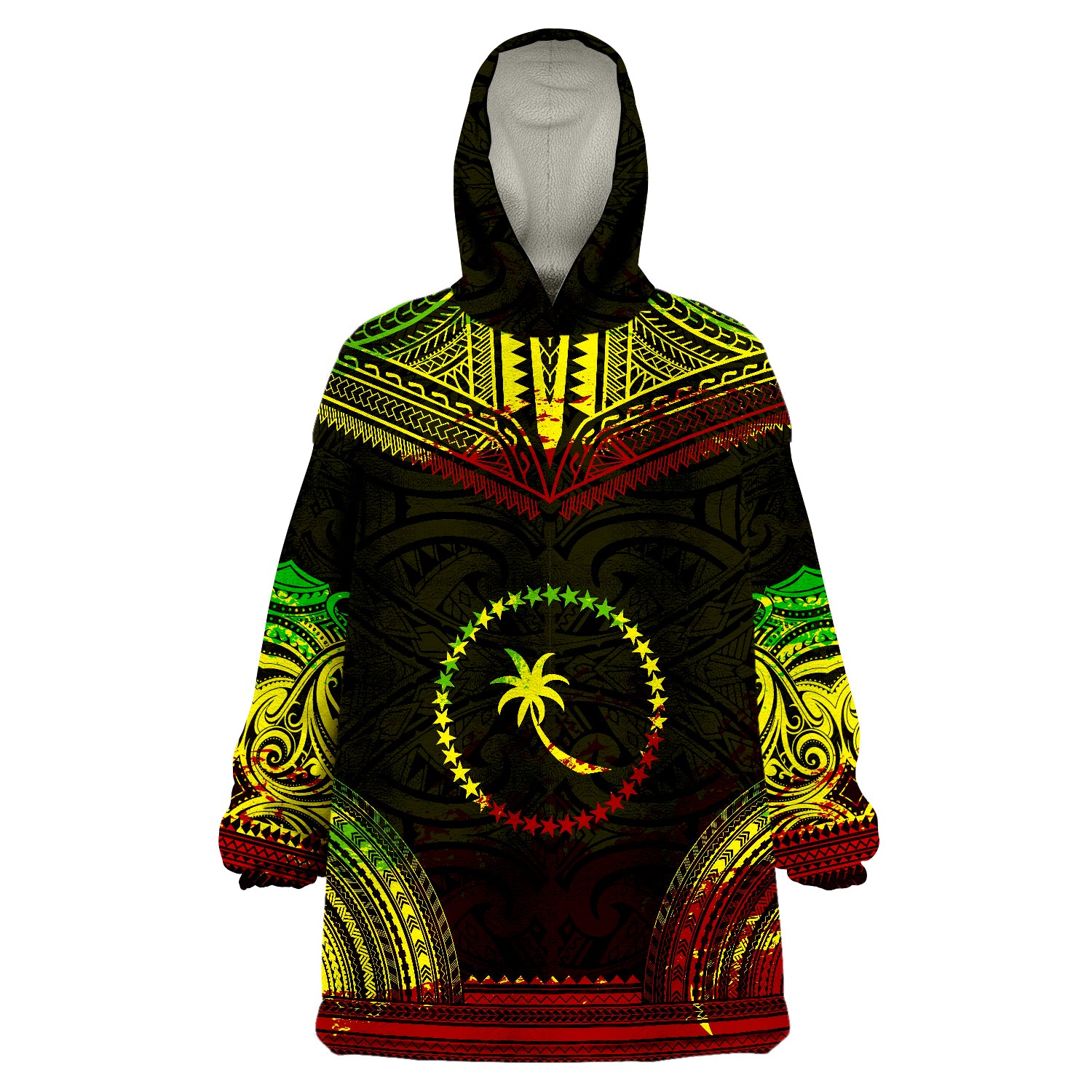 Chuuk Reggae Polynesian Tentacle Tribal Pattern Wearable Blanket Hoodie LT9 Unisex One Size - Polynesian Pride