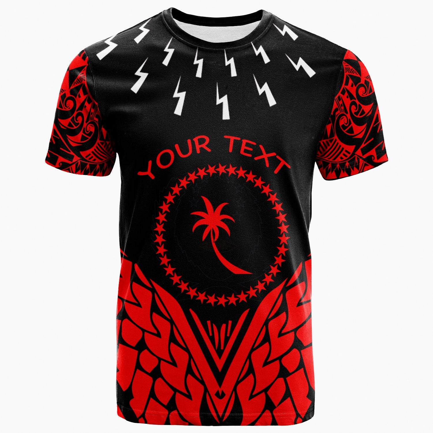 Chuuk Custom T Shirt Thunder Bolt Seamless Pattern Red Unisex Red - Polynesian Pride