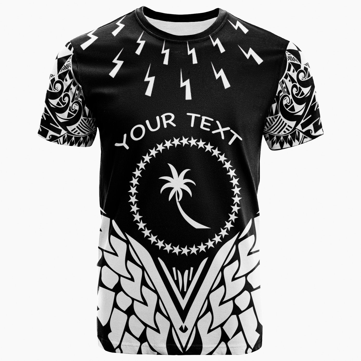 Chuuk Custom T Shirt Thunder Bolt Seamless Pattern White Unisex Art - Polynesian Pride