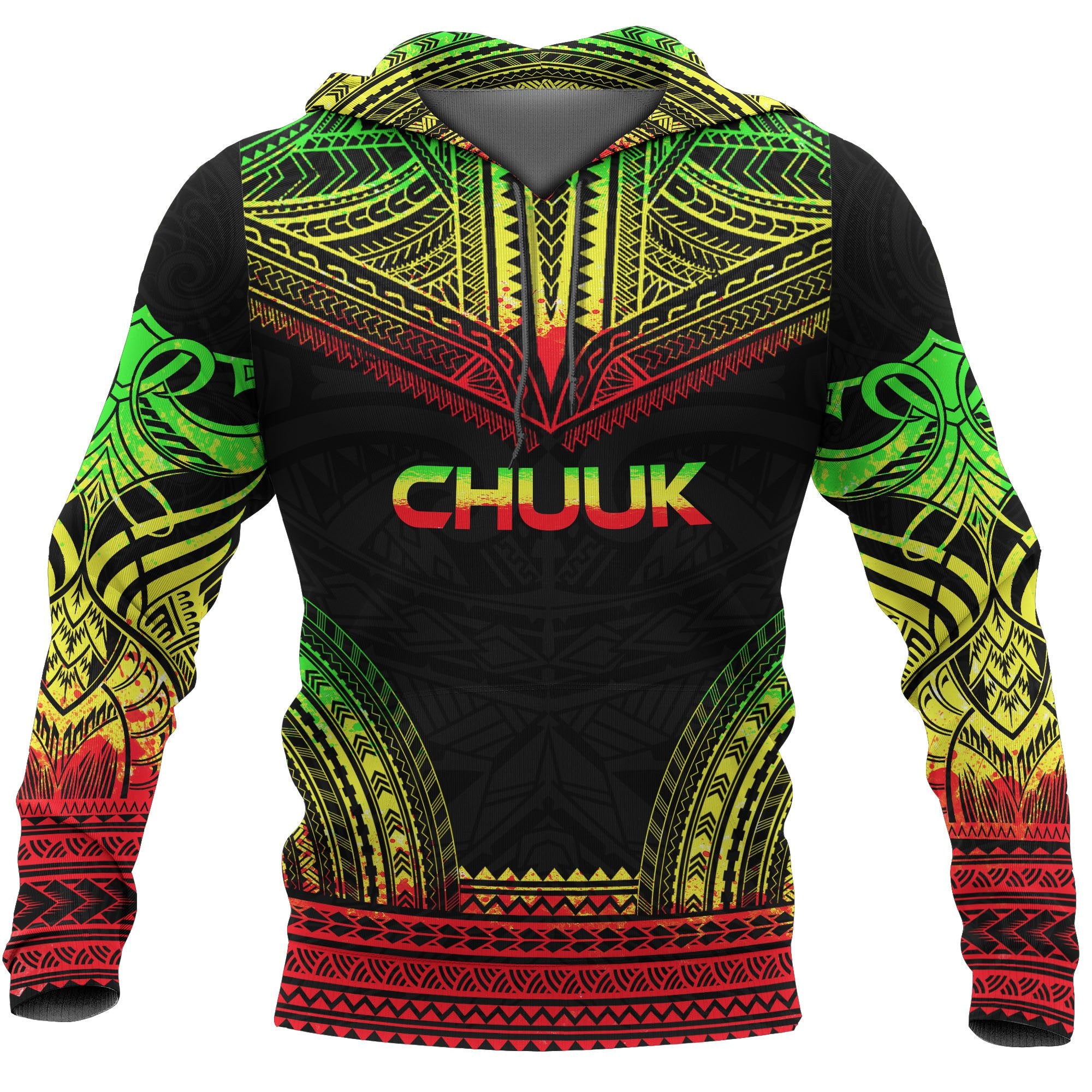 Chuuk All Over Hoodie Micronesian Reggae Color Version Chief Style Unisex Reggae - Polynesian Pride