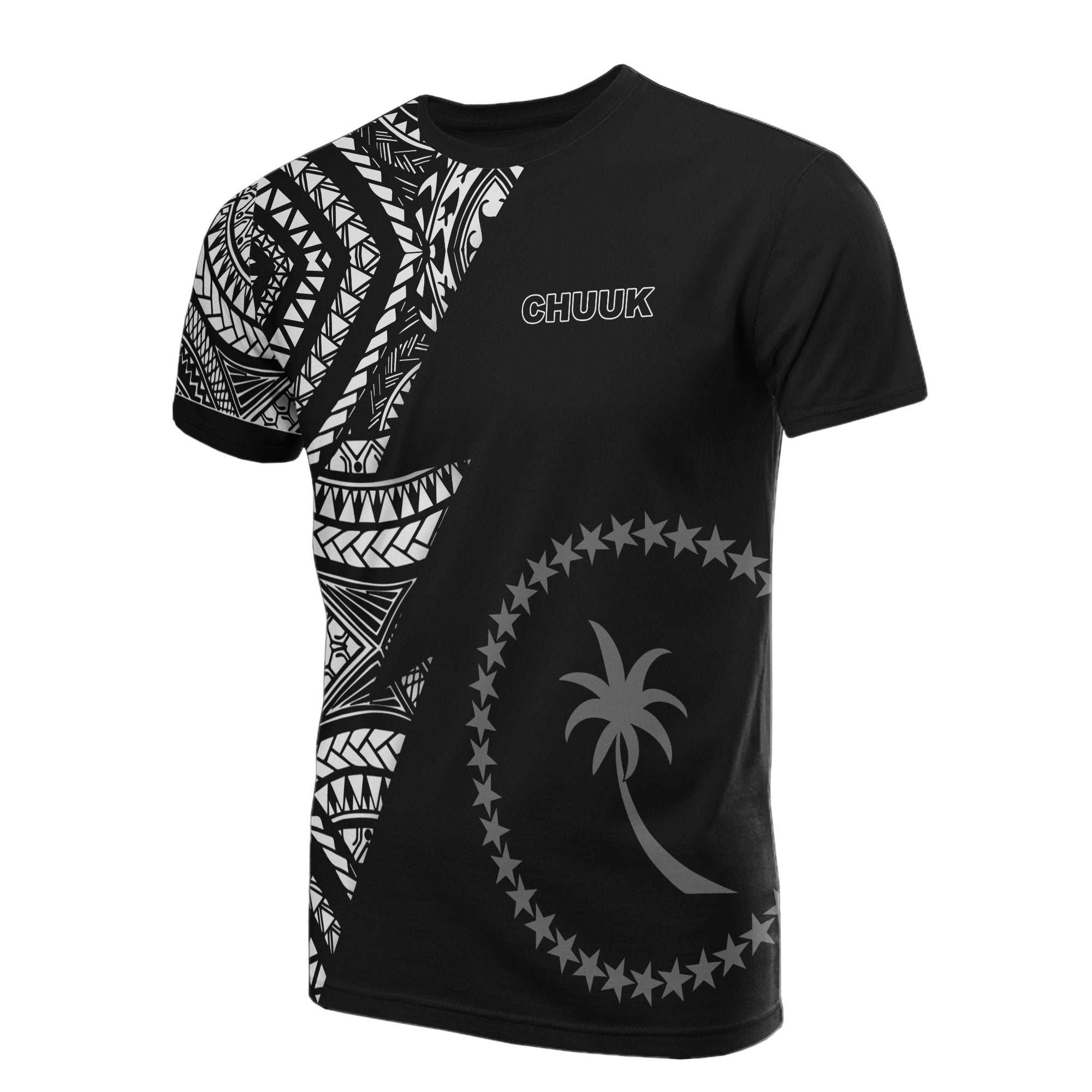 Chuuk Pattern T Shirt Chuuk Flag Polynesian Tattoo Black Style Unisex Black - Polynesian Pride