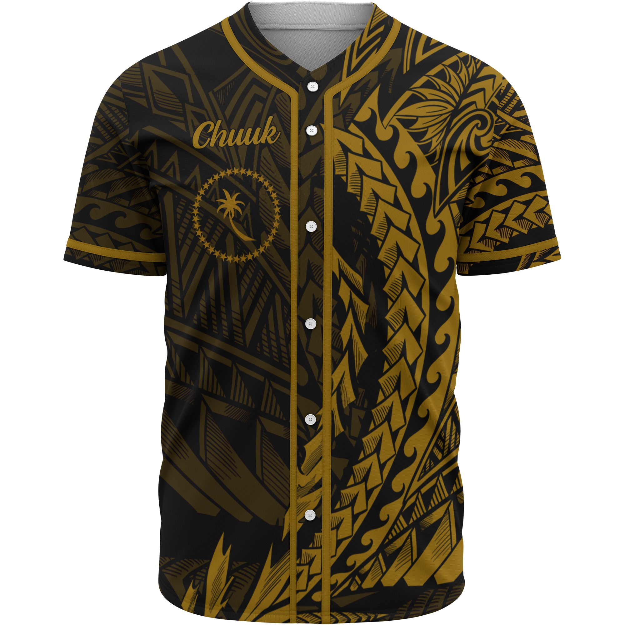 Chuuk Baseball Shirt - Wings Style Unisex Gold - Polynesian Pride