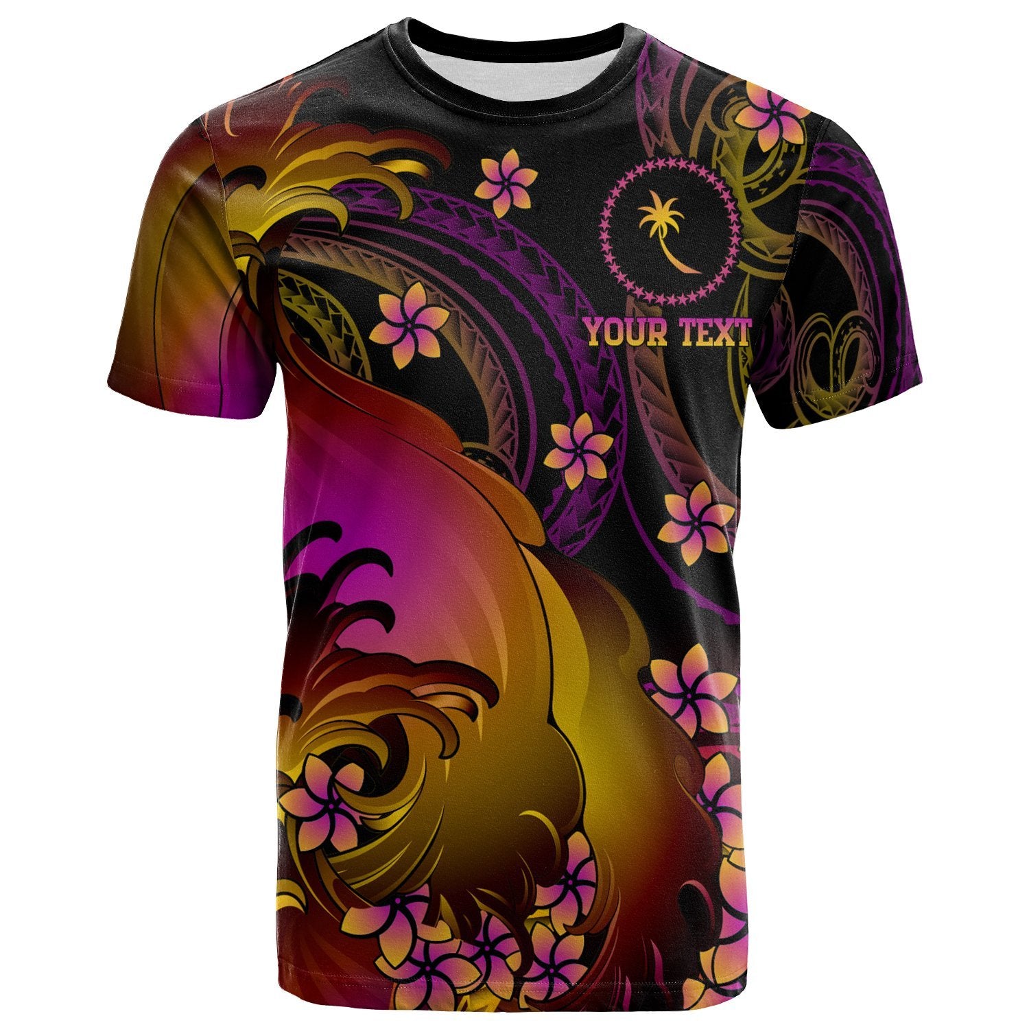 Chuuk Custom T Shirt Chuuk in wave Unisex Black - Polynesian Pride