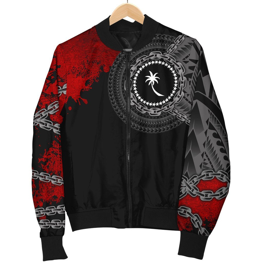 Chuuk Polynesian Men's Bomber Jacket - Polynesian Chain Style - Polynesian Pride
