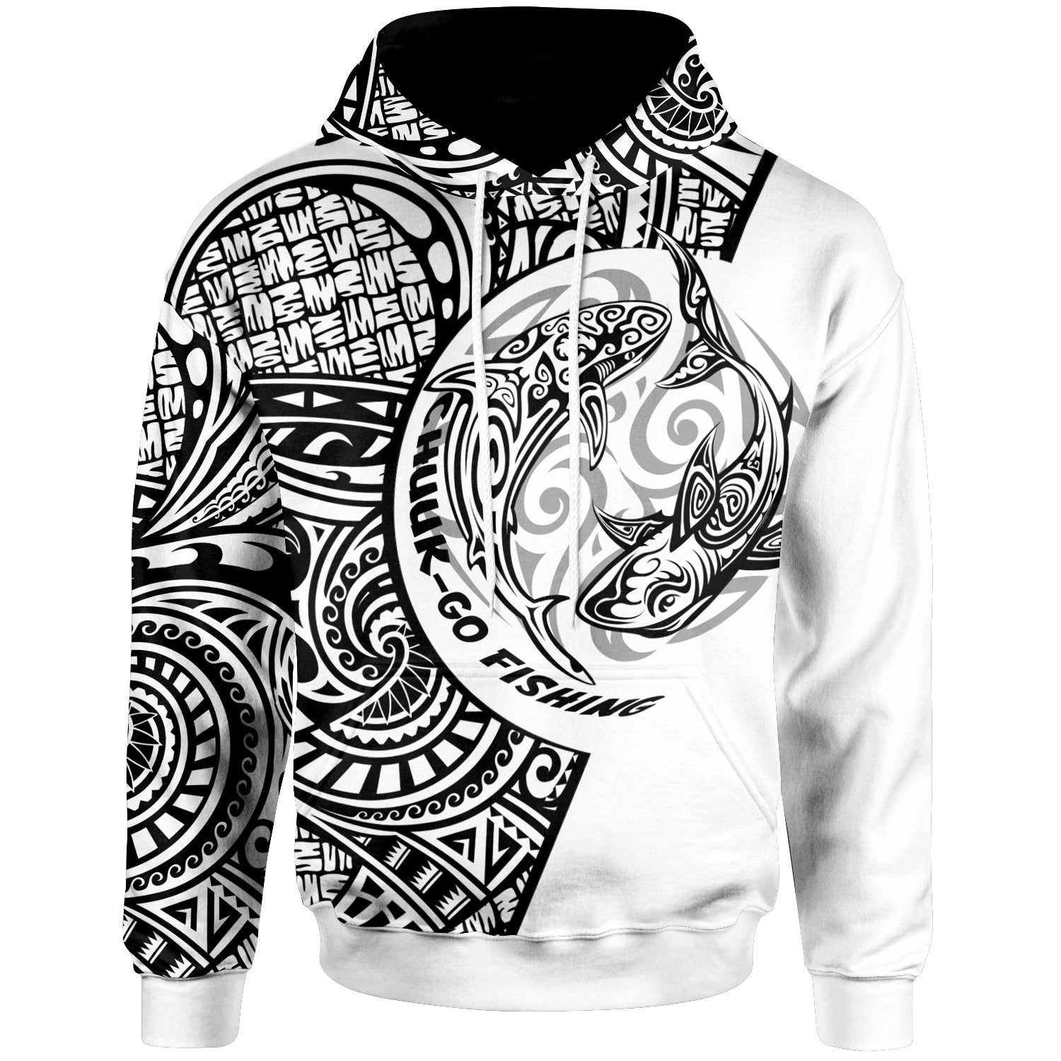 Chuuk Hoodie Go Fishing Unisex White - Polynesian Pride