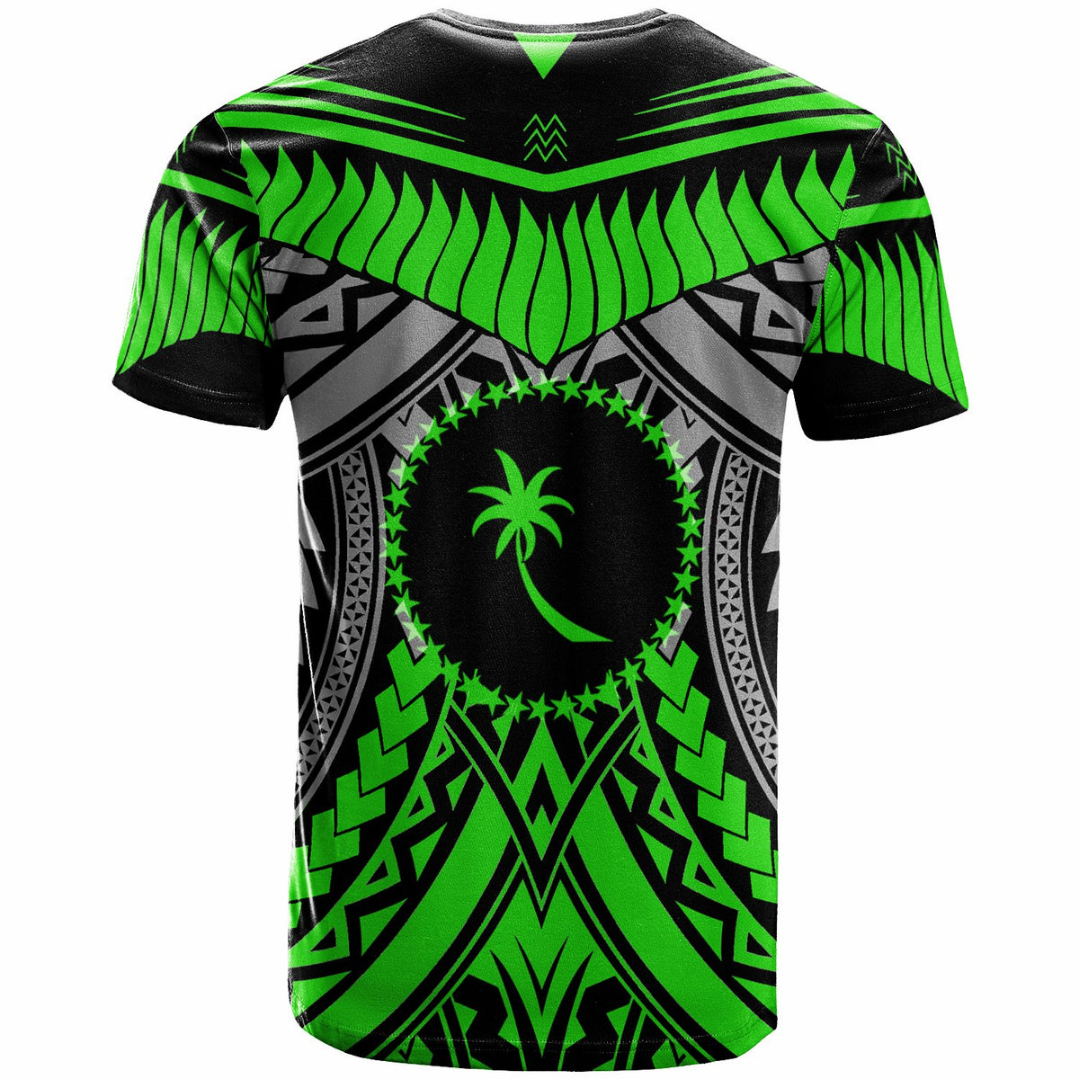 Chuuk T Shirt Tooth Shaped Necklace Texture Green Neon - Polynesian Pride