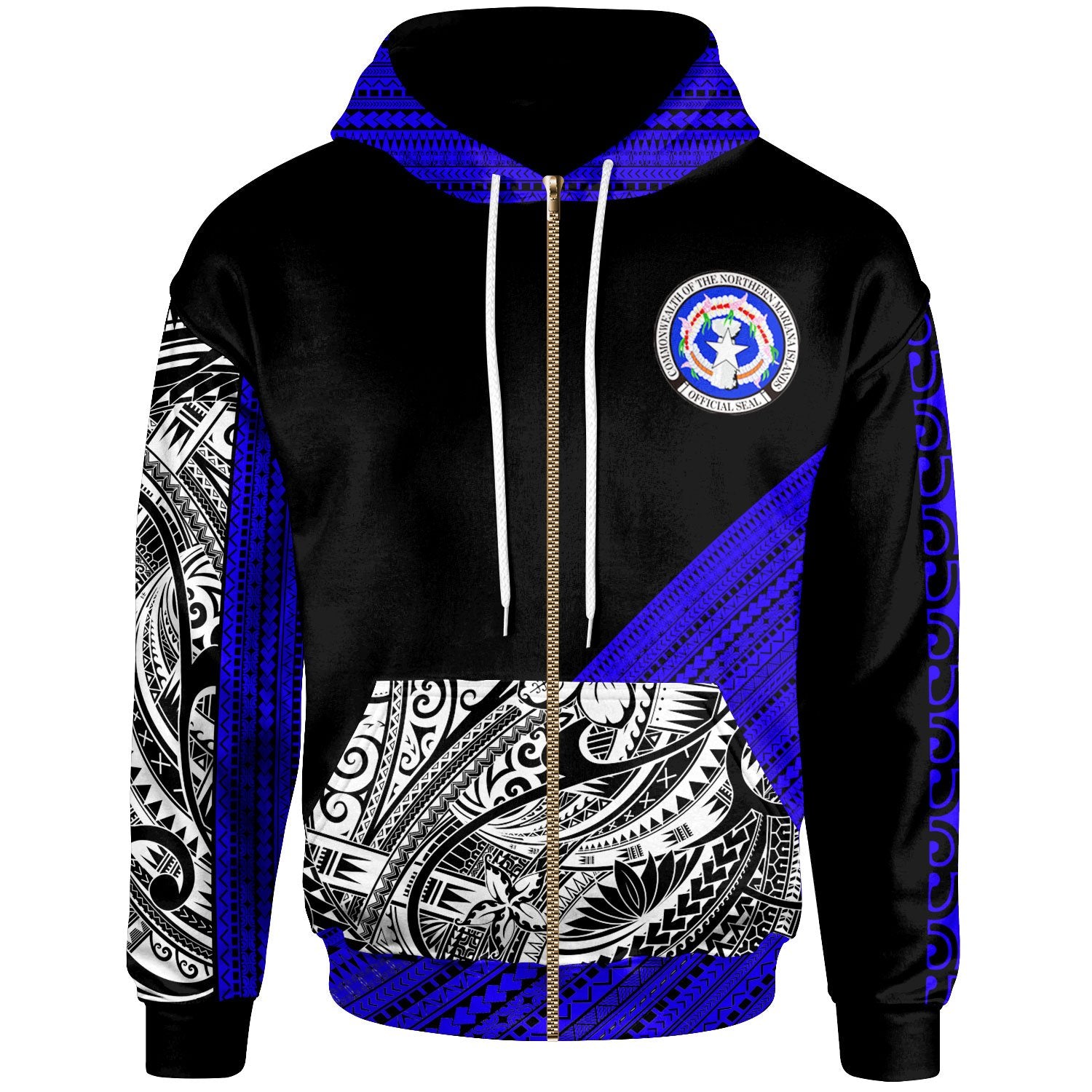 CNMI Custom Zip Hoodie Diagonal Pattern Dark Blue Unisex Dark Blue - Polynesian Pride