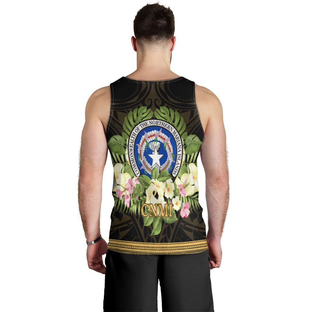 Northern Mariana Islands Men's Tank Top - Polynesian Gold Patterns Collection - Polynesian Pride
