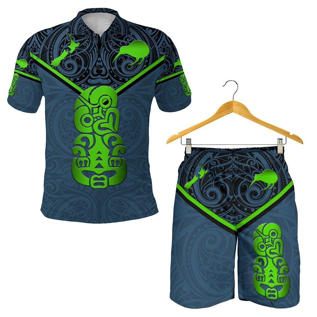 Combo Polo Shirt and Men Short New Zealand Maori Rugby Pride Version - Navy - Polynesian Pride