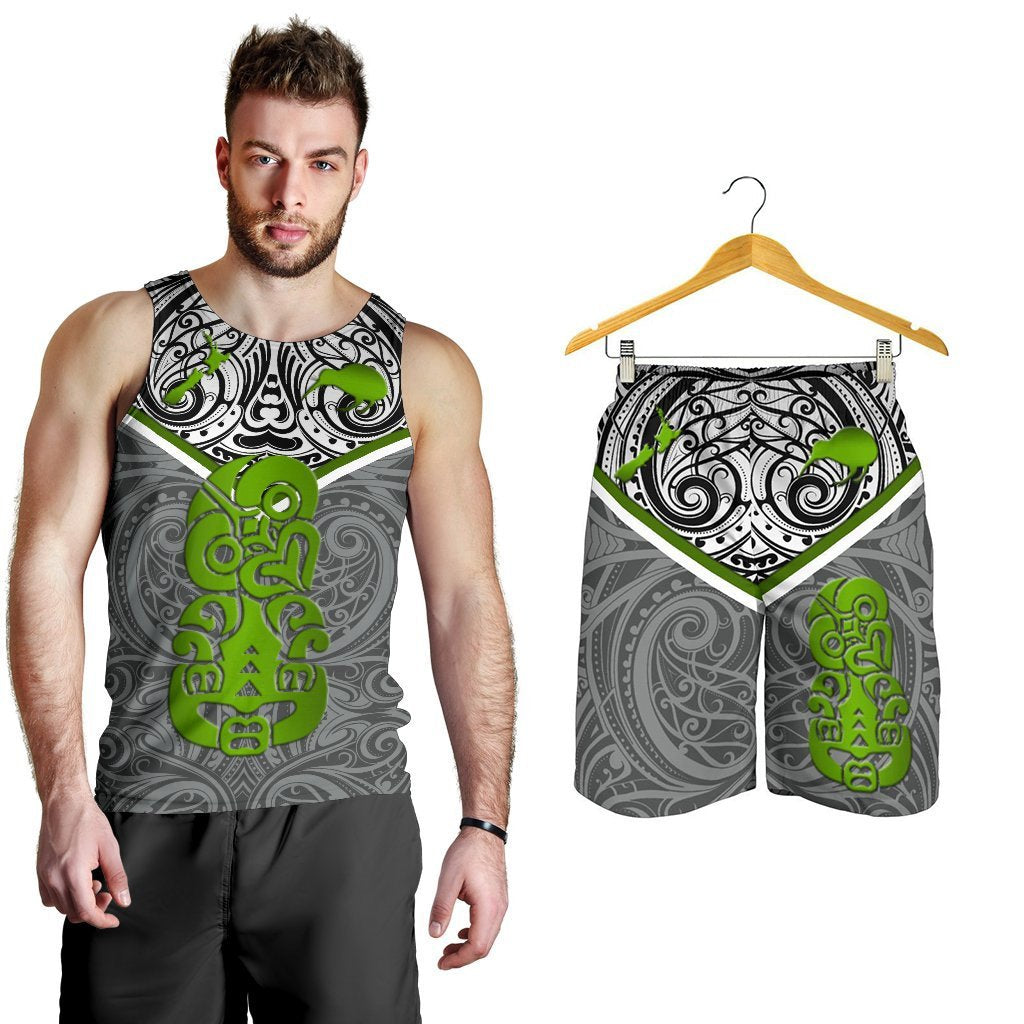 Combo Men Tank Top and Men Short New Zealand Maori Rugby Pride Version - Gray - Polynesian Pride