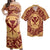 Hawaii Couple Outfits Hawaii Matching Dress and Hawaiian Shirt Hawaii Map Classic Floral Red - Polynesian Pride