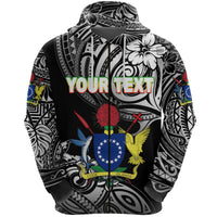 Custom Cook Islands Rugby Zip Hoodie Unique Vibes Coat of Arms Black Unisex Black - Polynesian Pride
