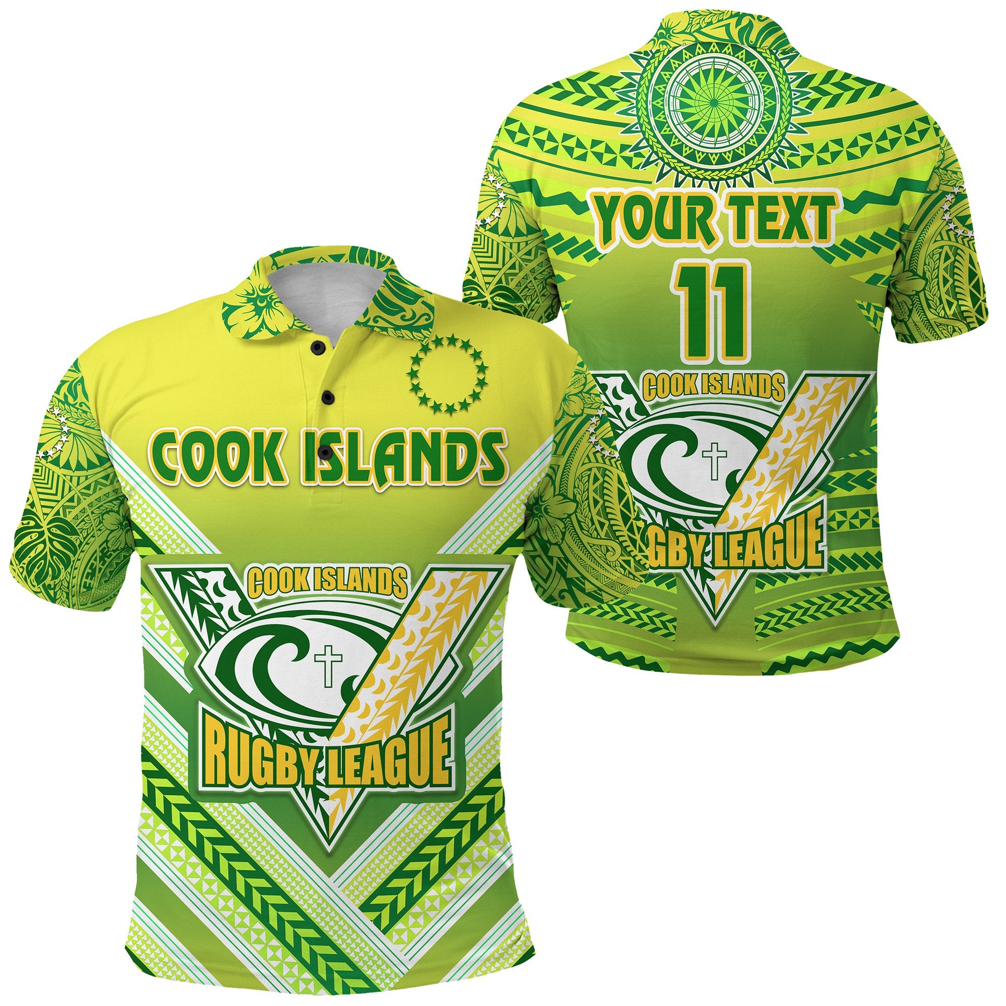 (Custom Text and Number) Cook Islands Rugby Polo Shirt Creative Style Unisex Green - Polynesian Pride