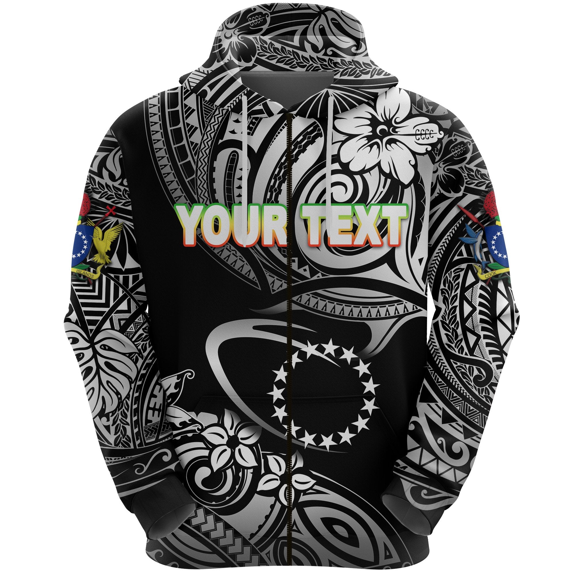 Custom Cook Islands Rugby Zip Hoodie Unique Vibes Black Unisex Black - Polynesian Pride