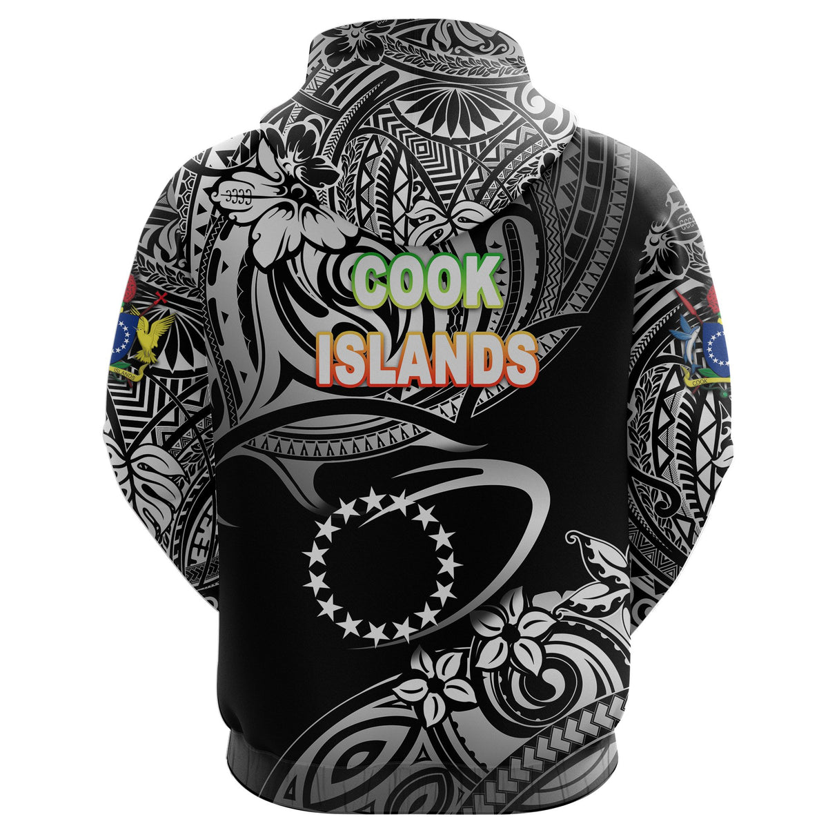 Cook Islands Rugby Zip Hoodie Unique Vibes Black - Polynesian Pride