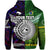 Custom New Zealand Cook Islands Hoodie Maori and Polynesian Together Purple, Custom Text and Number LT8 - Polynesian Pride