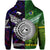 Custom New Zealand Cook Islands Zip Hoodie Maori and Polynesian Together Purple LT8 - Polynesian Pride