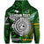 Custom New Zealand Cook Islands Zip Hoodie Maori and Polynesian Together Green, Custom Text and Number LT8 - Polynesian Pride