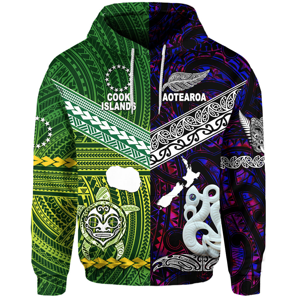 New Zealand Cook Islands Hoodie Maori and Polynesian Together Purple LT8 - Polynesian Pride