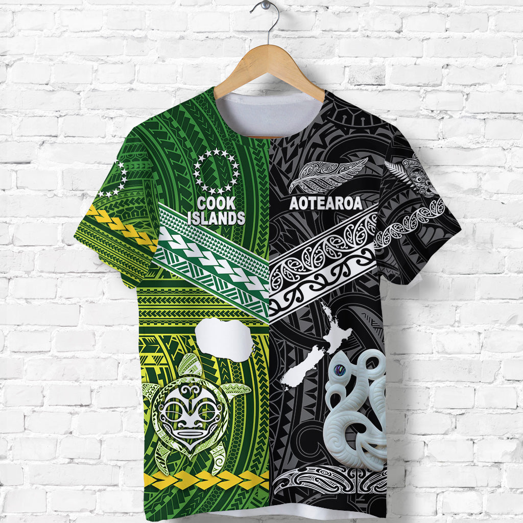 New Zealand Maori Aotearoa T Shirt Cook Islands Together Black LT8 - Polynesian Pride