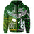 Custom New Zealand Cook Islands Zip Hoodie Maori and Polynesian Together Green LT8 - Polynesian Pride