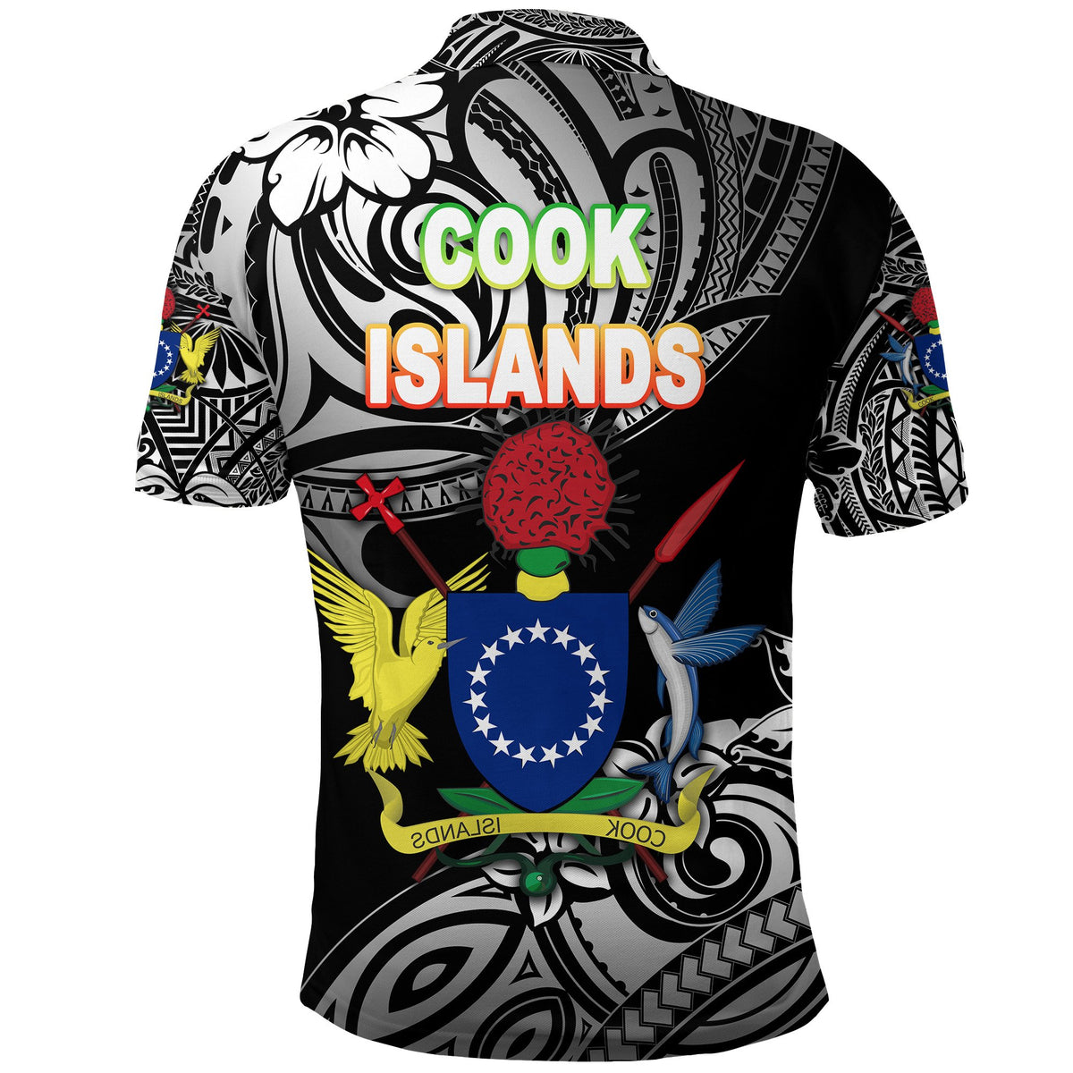 Cook Islands Rugby Polo Shirt Unique Vibes Coat Of Arms Black - Polynesian Pride