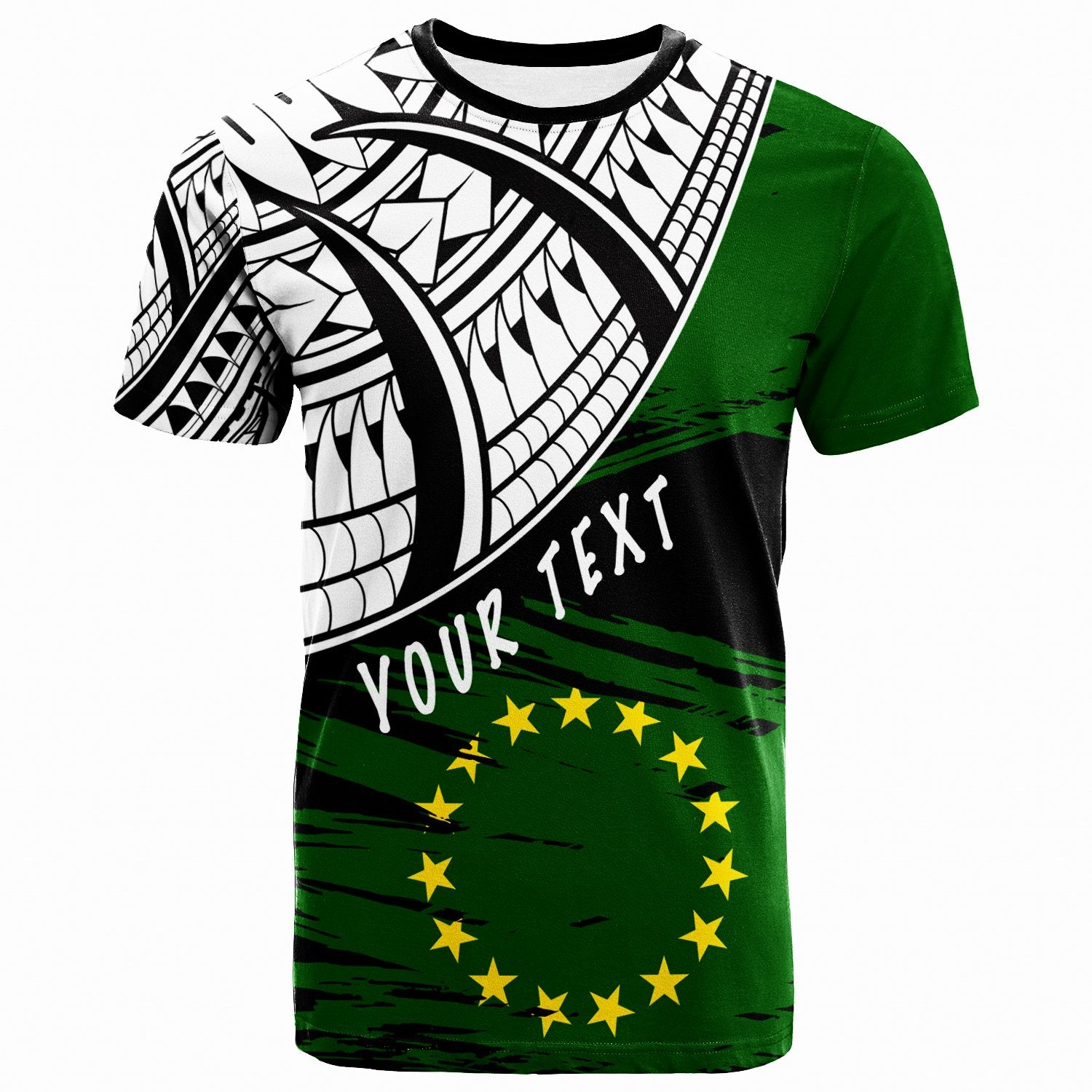 Cook Islands Custom T Shirt Cook Islands Flag Style With Claw Pattern Unisex Green - Polynesian Pride