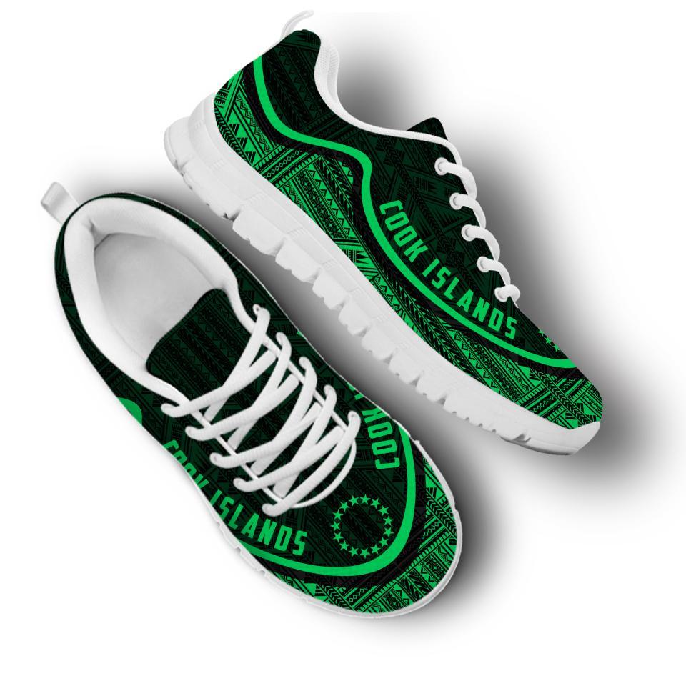 Cook Islands Wave Sneakers - Polynesian Pattern Green Color - Polynesian Pride