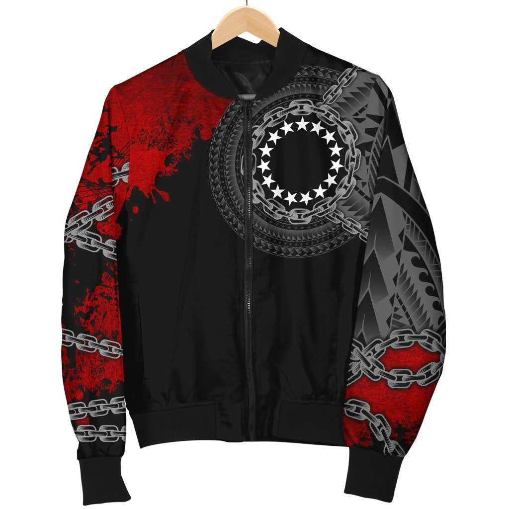 Cook Islands Polynesian Men's Bomber Jacket - Polynesian Chain Style - Polynesian Pride