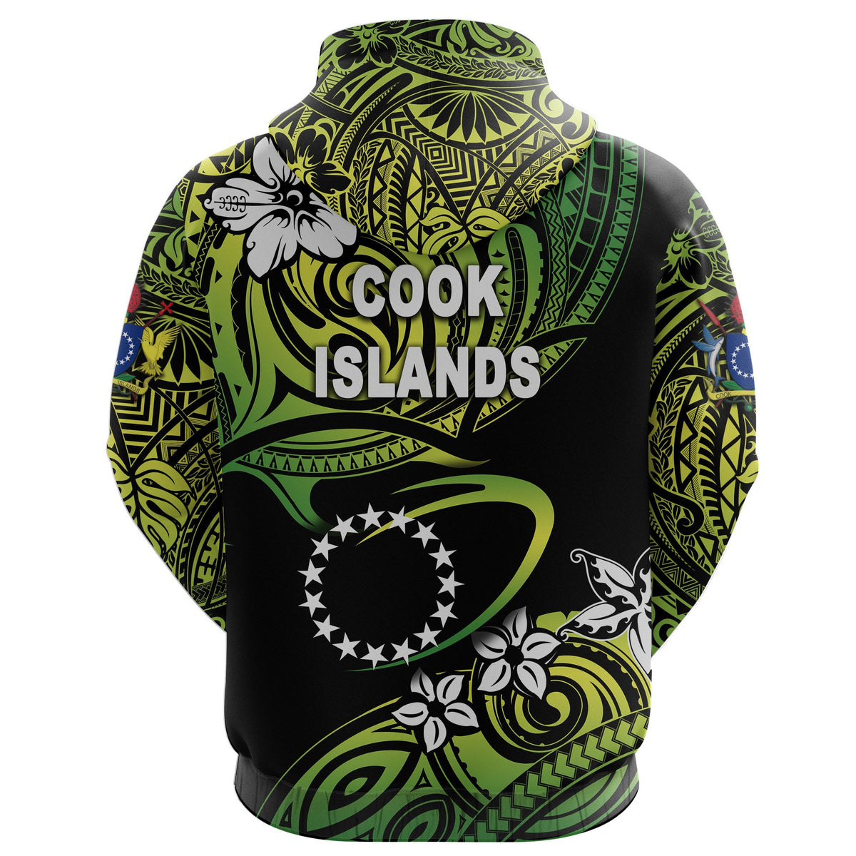 Custom Cook Islands Rugby Zip Hoodie Unique Vibes Green - Polynesian Pride