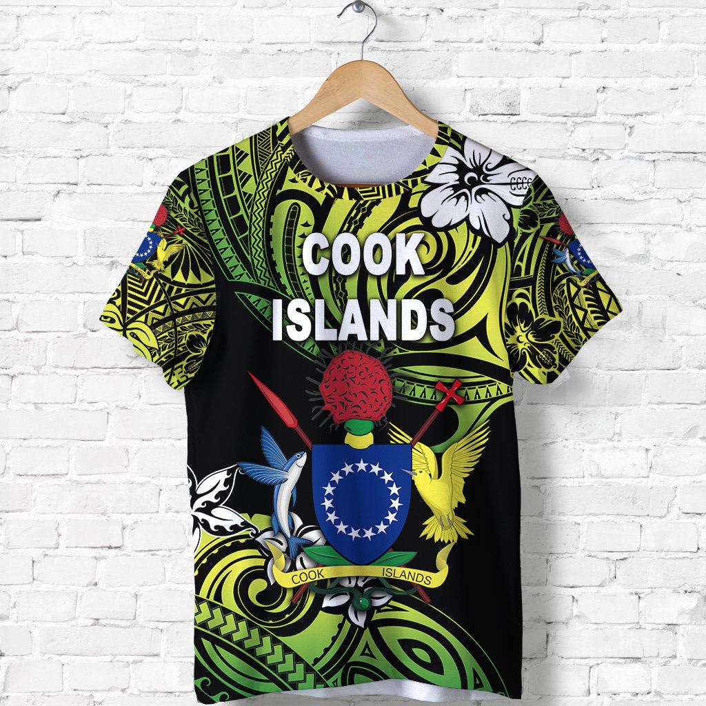Cook Islands Rugby T Shirt Unique Vibes Coat of Arms Green Unisex Green - Polynesian Pride