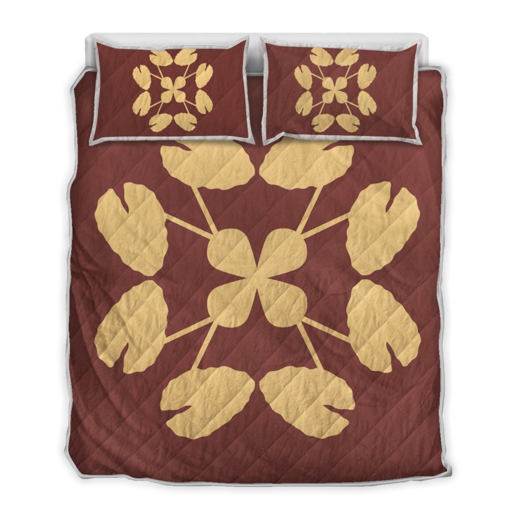 Hawaiian Royal Pattern Quilt Bed Set - Coral - D3 Style Coral - Polynesian Pride