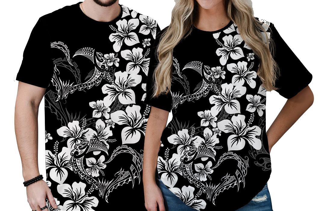 Polynesian Valentine T Shirt Hibiscus Flowers White Style LT6 No Men - Polynesian Pride