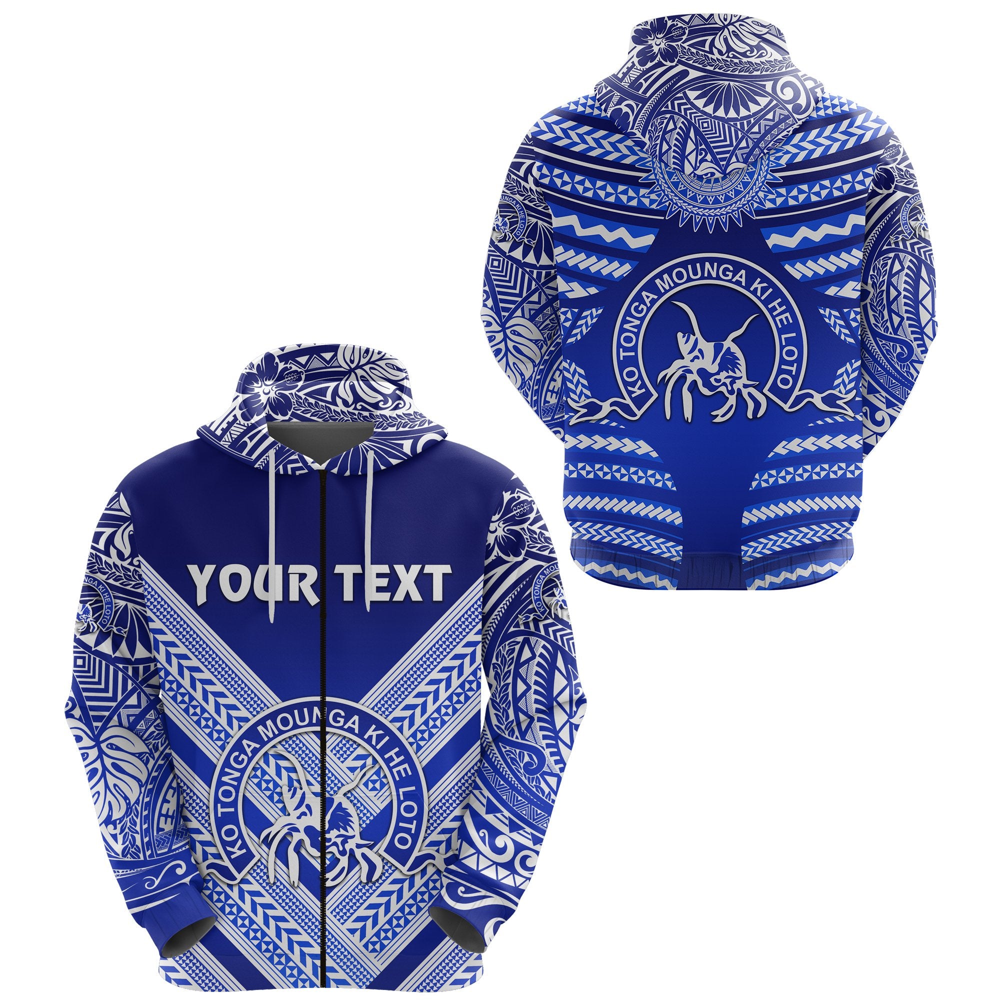 Custom Kolisi Ko Tupou College Tonga Zip Hoodie Creative Style Blue Unisex Blue - Polynesian Pride