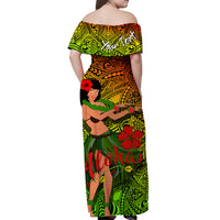 Polynesian Couple Outfits Hawaii Hula Girl Reggae Matching Dress and Hawaiian Shirt LT2 - Polynesian Pride