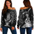 (Custom Personalised) Hawaii Ikaika Warrior Women Off Shoulder Sweater - LT2 Women BLACK - Polynesian Pride