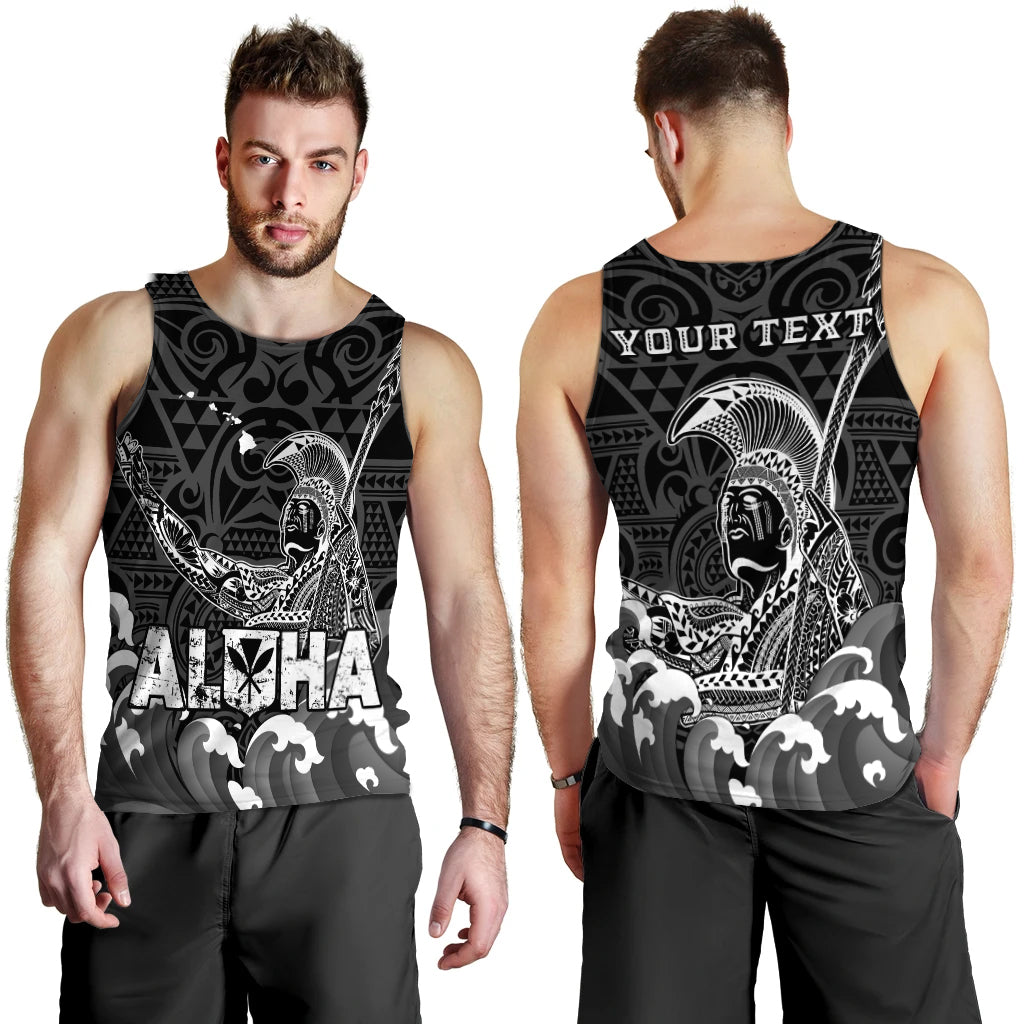 (Custom Personalised) Hawaii King Kamehameha Aloha Hawai'i Nei Men Tank Top - LT2 BLACK - Polynesian Pride