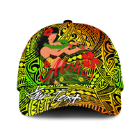 (Custom Personalised) Hawaii Hula Girl Reggae Cap - LT2 - Polynesian Pride