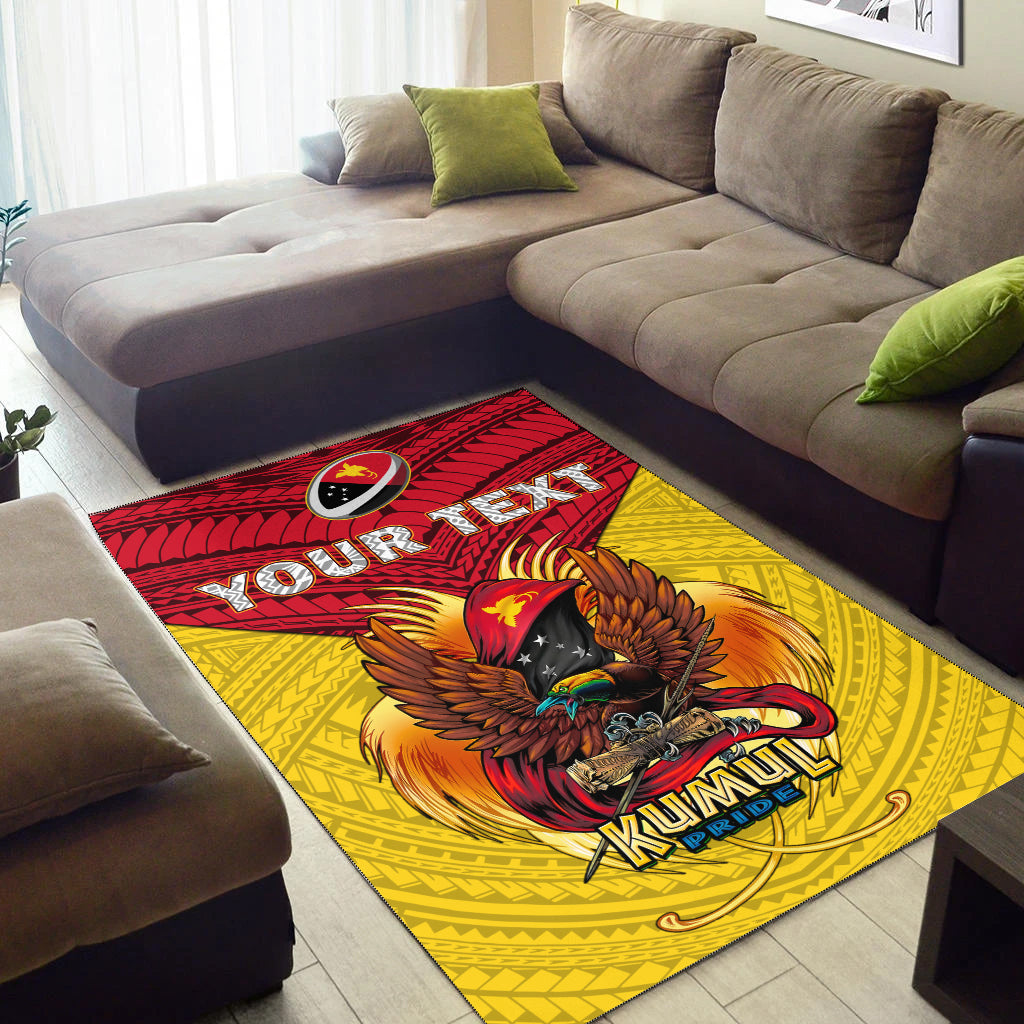 (Custom Personalised) Papua New Guinea Rugby Kumul Pride Area Rug - LT2 - Polynesian Pride