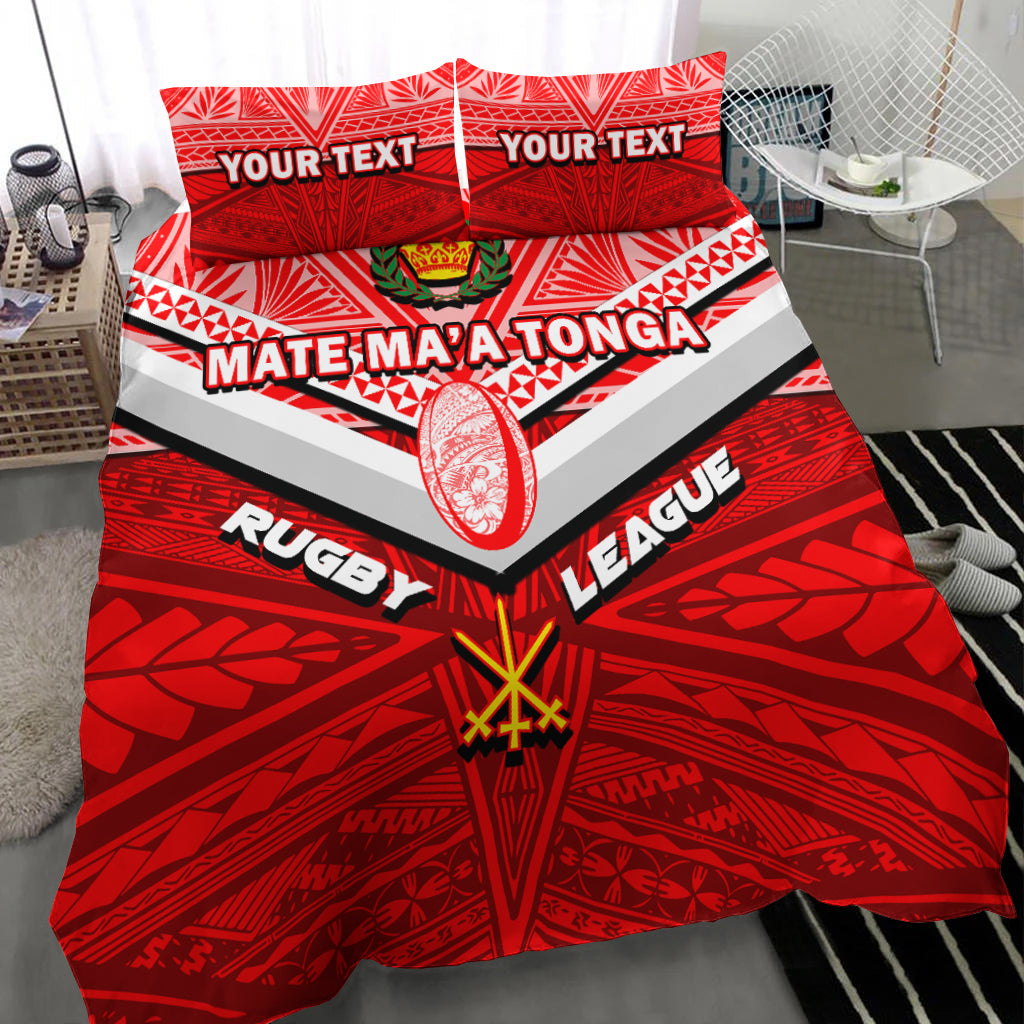 (Custom Personalised) Tonga Rugby Mate Ma'a Tonga Tapa Pattern Bedding Set - LT2 RED - Polynesian Pride
