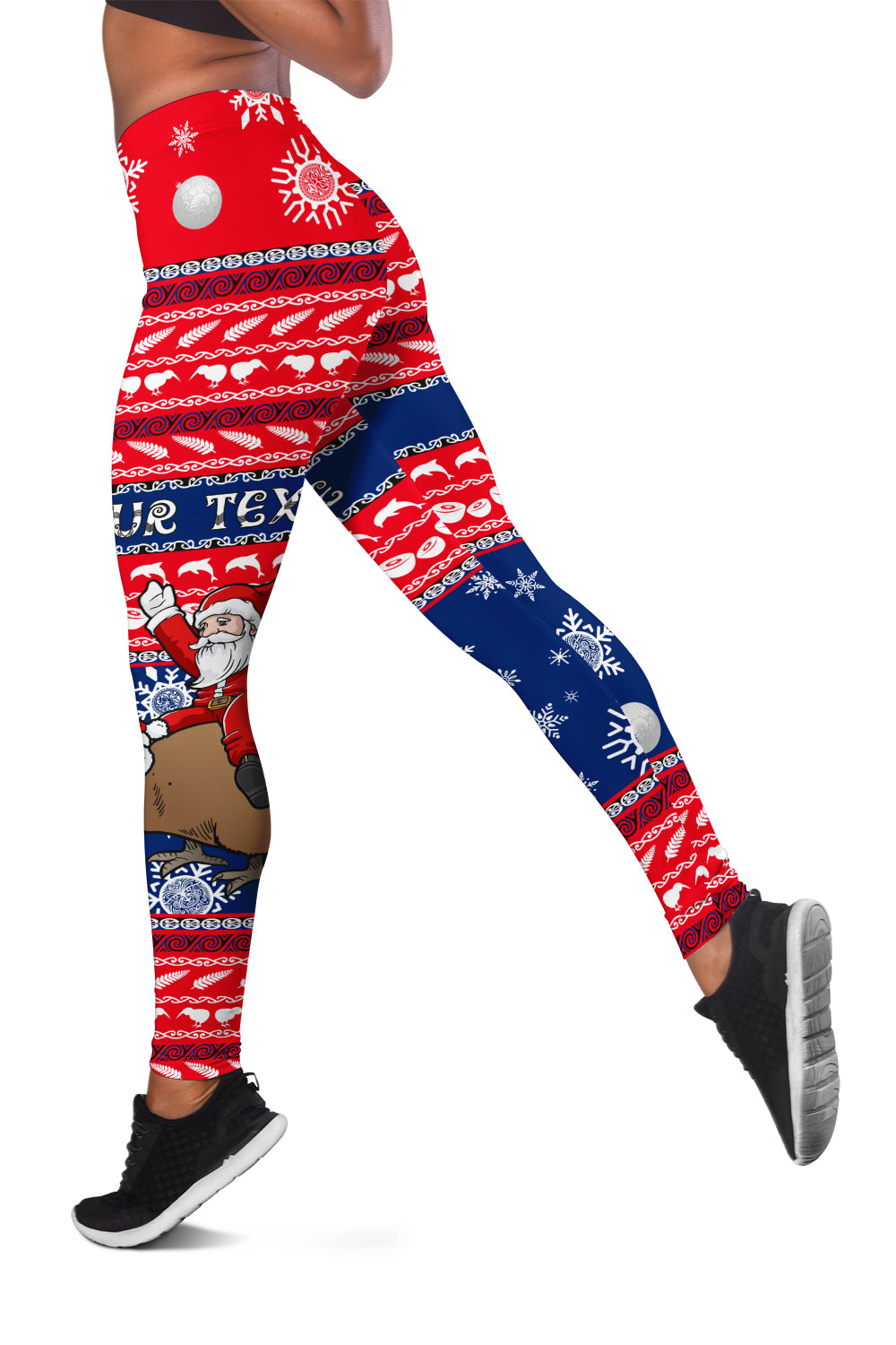 (Custom Personalised) New Zealand Maori Meri Kirihimete Women Legging - LT2 RED - Polynesian Pride